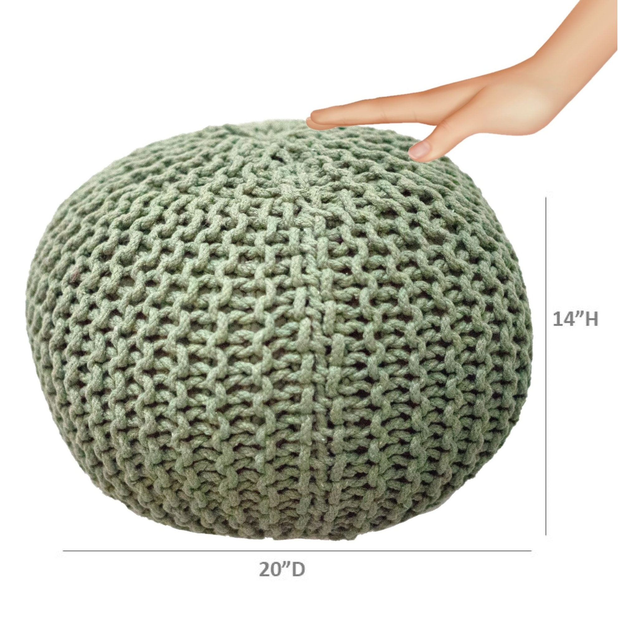 Lychee knitted cotton round pouf ottoman sale