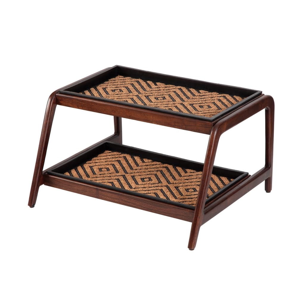 Jani Double-Tier Brown Stand 2-Pair Rubber Boot Trays