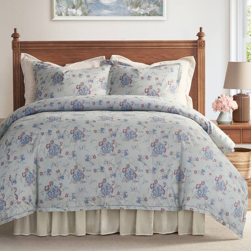 Tasha Polizzi for Paseo Road Rosabel Floral Western Design Washed Denim 3 Piece Comforter Set