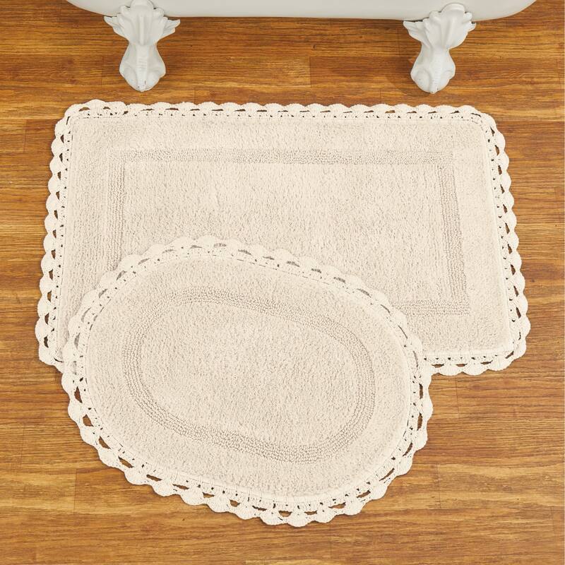 Intricate Crochet Border Plush Bathmat