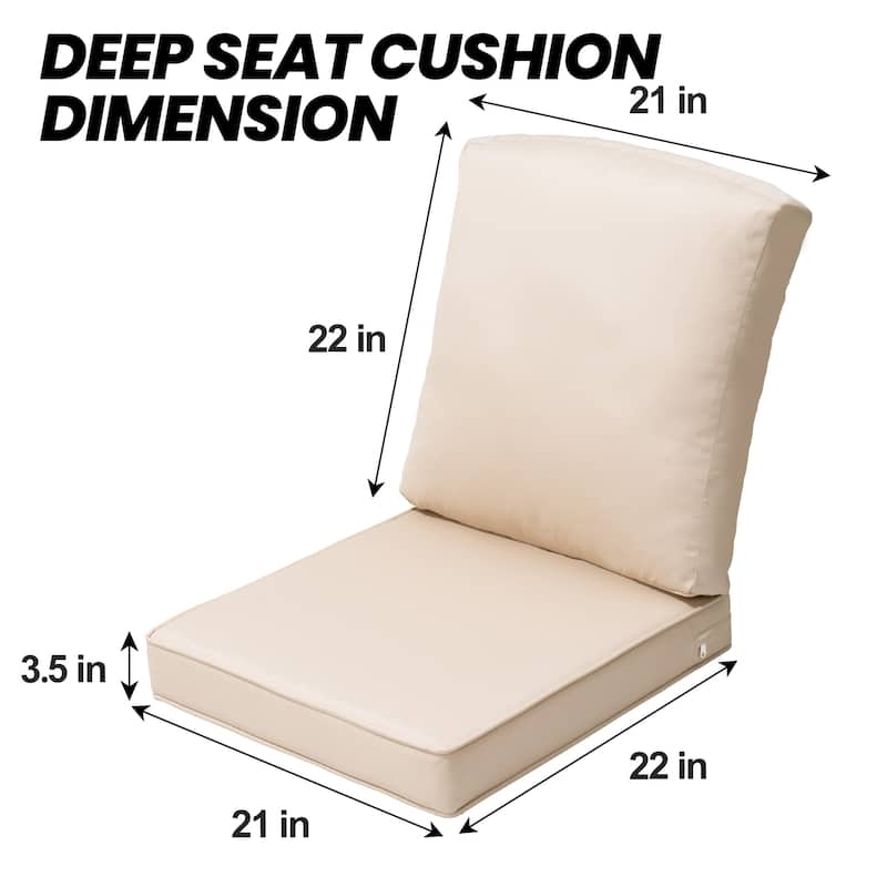 21 W in x 22 D in. Outdoor Deep Seat Chair Cushion Set Dining Patio Chair Pad Set