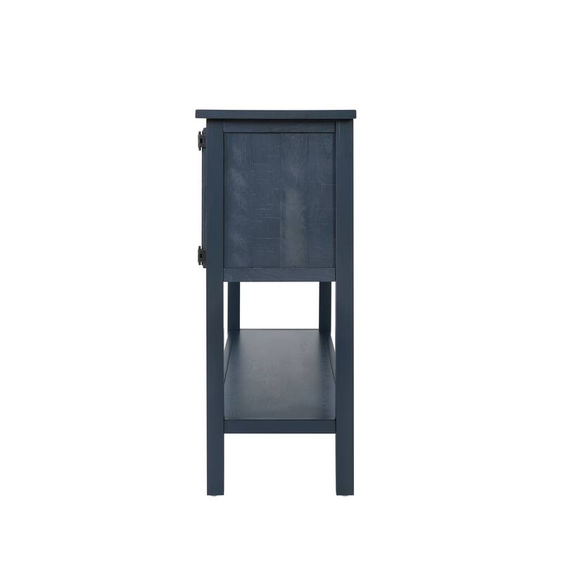 Solid Wood Sideboard Console Table with Drawers Cabinets and Bottom Shelf