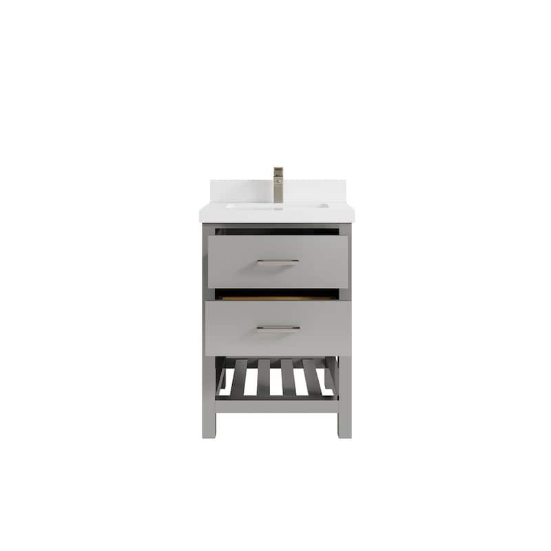 Willow Collections 24 x 22 Parker Single Bowl Sink Bathroom Vanity in Elephant Skin Grey with Countertop