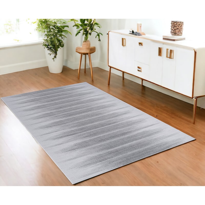 Leri Power Loomed Distressed Modern Non Skid Stain Resistant Low Pile Area Rug By HomeRoots - 69' X '45' X '0.2 - 69' X '45' X '0.2 - Gray - Rectangle