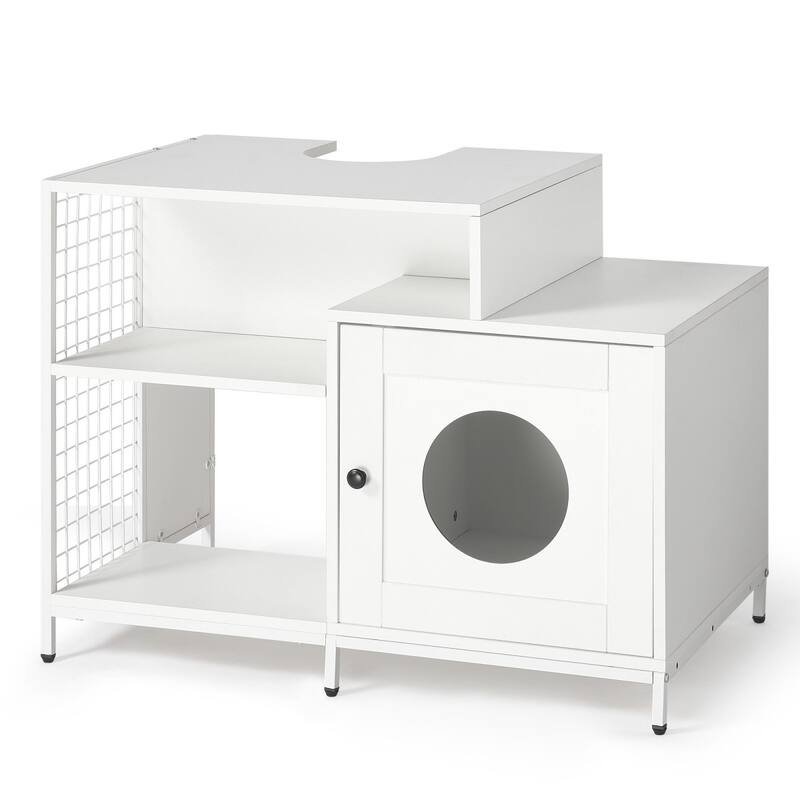 Hidden Cat Litter Box Enclosure with Divider for Large Indoor Cats