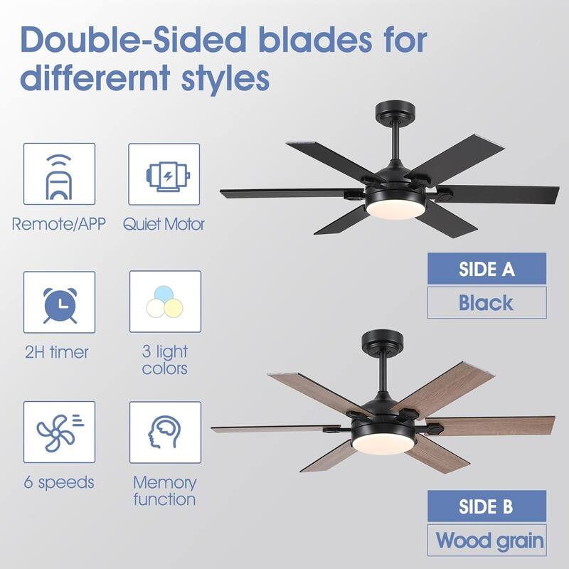 46 or 52 Inches Ceiling Fan with Light and Remote