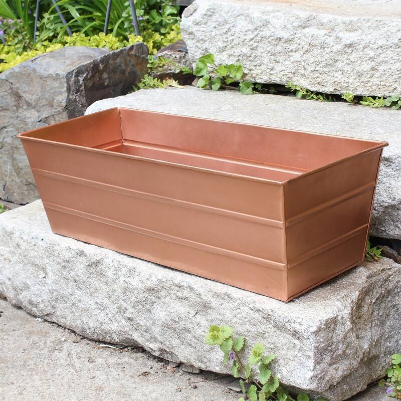 Achla Designs Medium Galvanized Steel Flower Box Planter, 24 Inch Wide