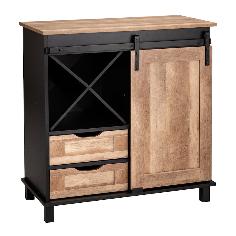Glitzhome 32.25"H Mid Centry Modern Industrial Bar Cabinet Buffet Sideboard