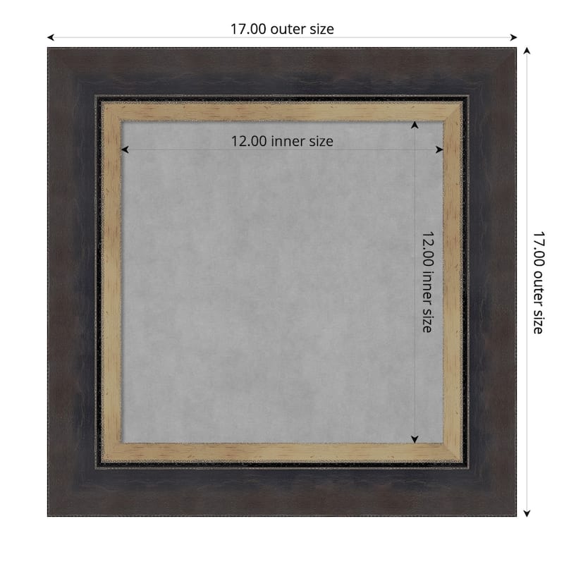 Amanti Art Hammered Charcoal Tan Framed Magnetic Board - Board Size 12x12