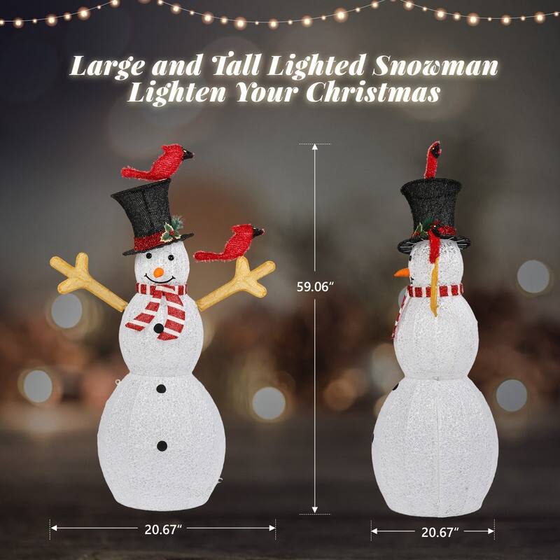 5FT Christmas Snowman Yard Decoration with 120 Warm White LED Lights - N/A