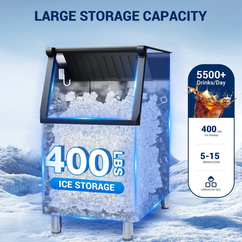 Ice Maker Commercial Ice Machine Stainless Steel Commercial Ice Maker Large Capacity Self-Cleaning