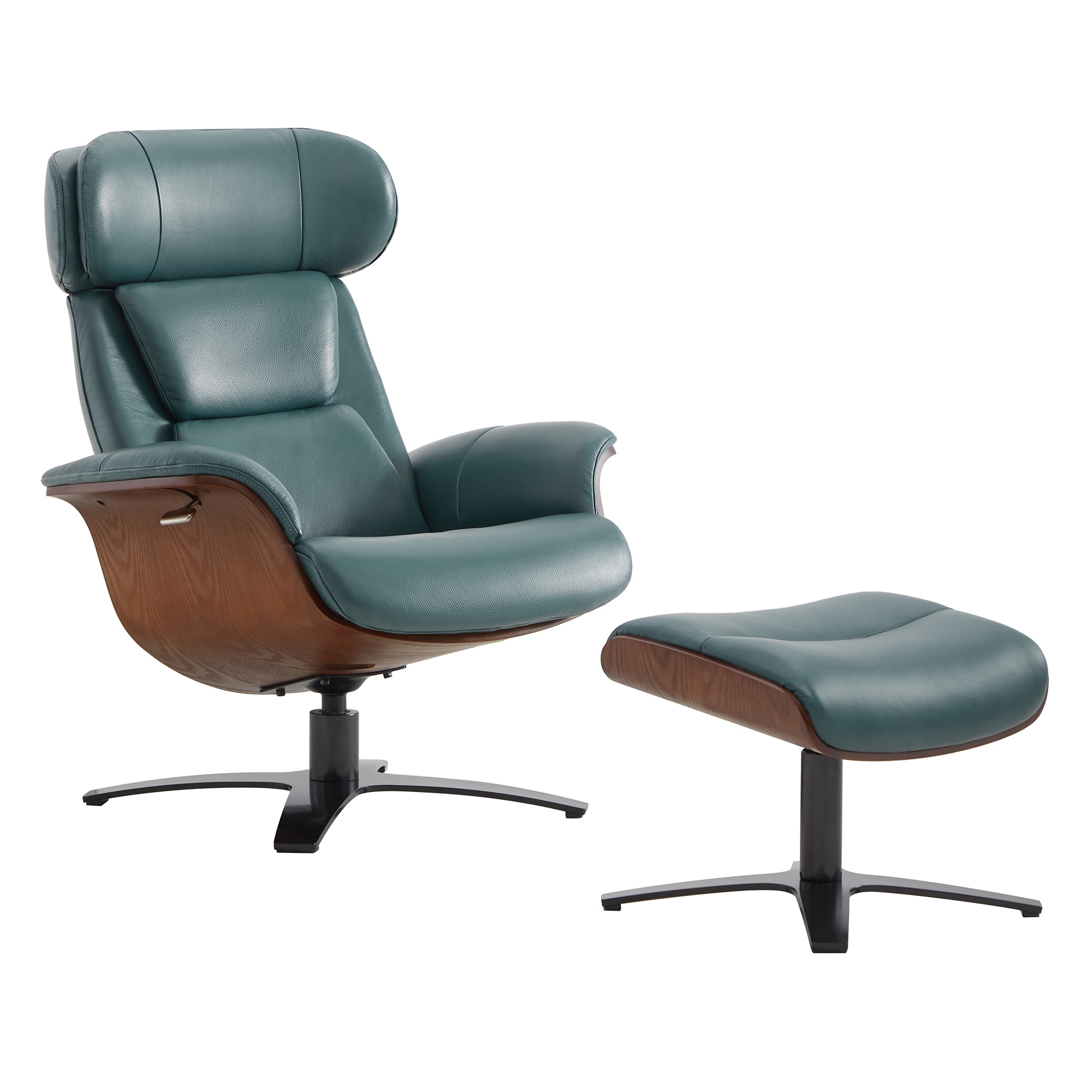 Leon Swivel Recliner Chair with Ottoman Set and Adjustable