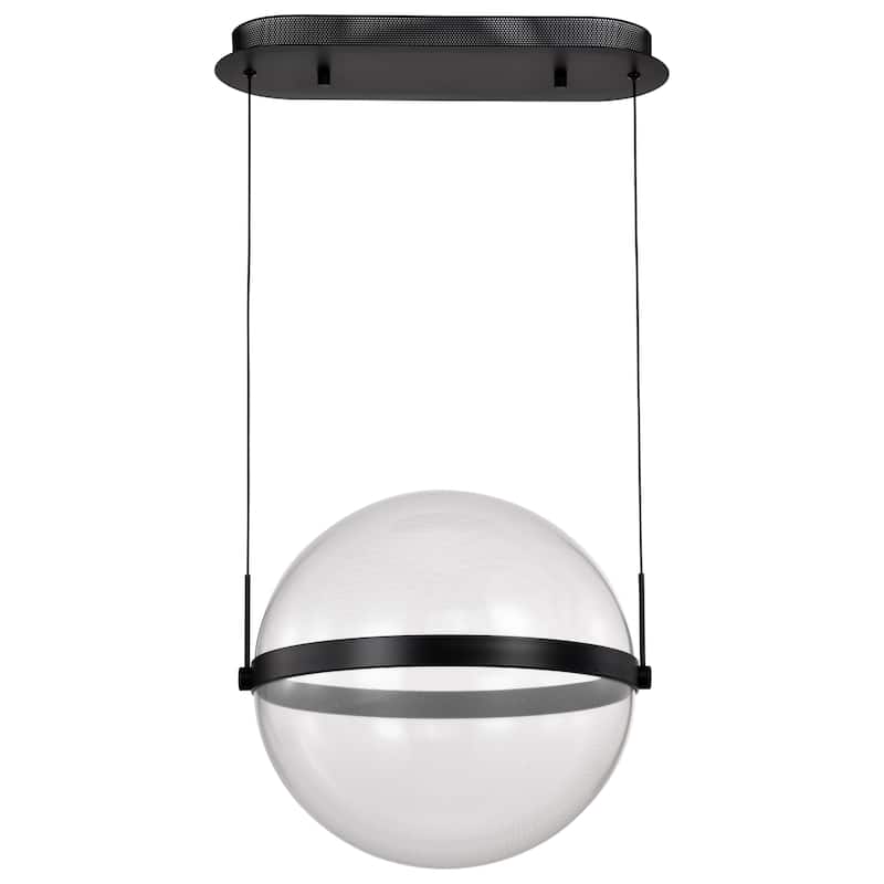 Arvada 16 Inch LED Pendant Matte Black Silk Screened Acrylic Lens - Matte Black - Matte Black