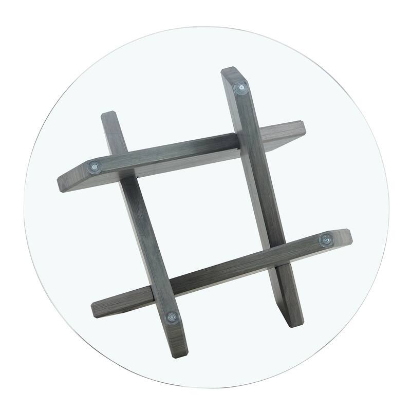 Round glass coffee table, 33.4 "modern design unique coffee table.