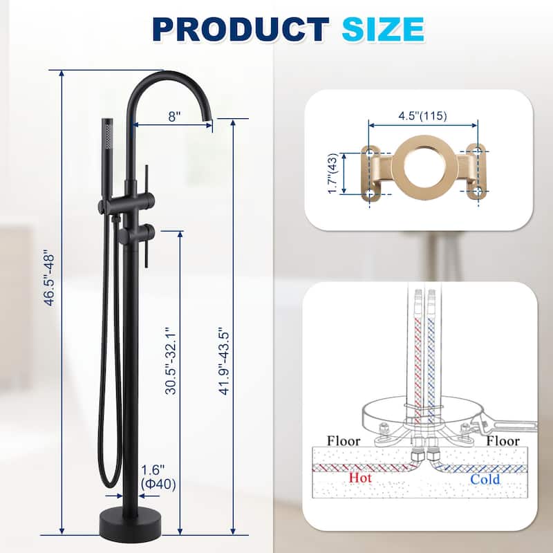 WOWOW Double Handle Freestanding Tub Faucet with Handheld Shower