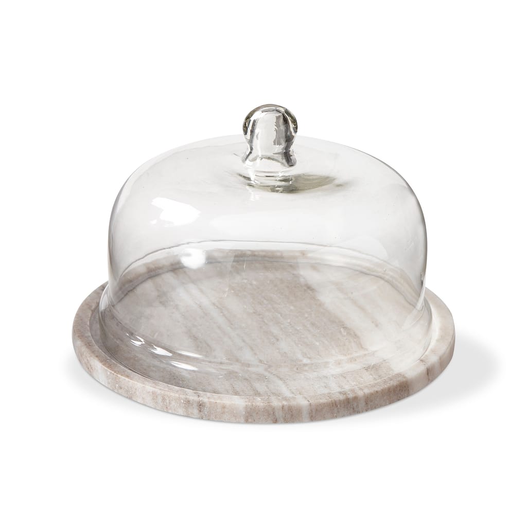 Onyx Marble Cutting Board Set with Glass Dome 2 Piece Gray Serving Boards Hand Wash Only 7 in H x 10 in Dia - 10 x 10