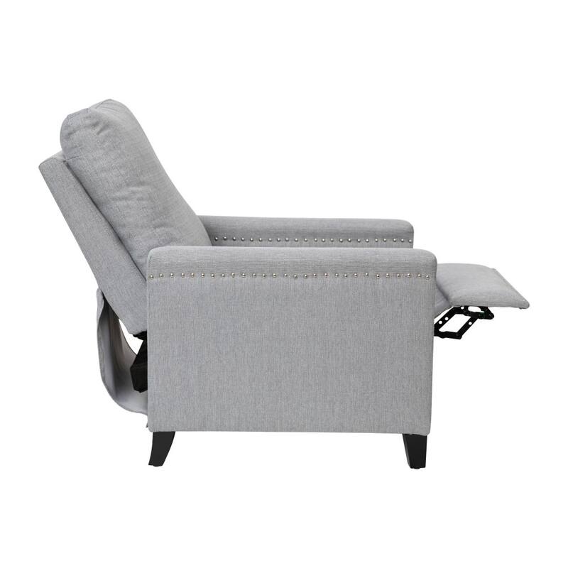 Push Back Recliner with Pillow Style Backrest and Accent Nail Trim