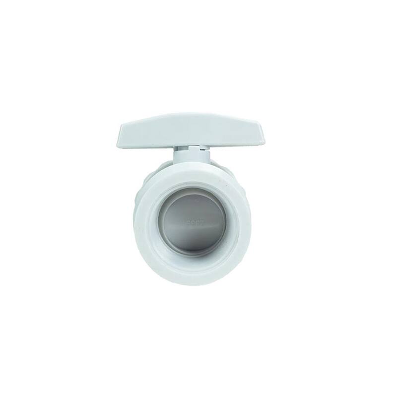 6.5-Inch White Hydro Tools Swimming Pool Socket Ball Valve - 6.5"