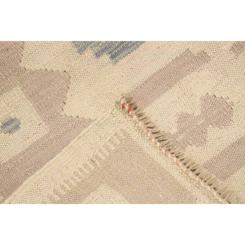 Hand Woven Oriental 100% Wool Carpet Southwestern Tribal Beige & Ivories Kilim Area Rug - 4' 9'' X 3' 2''