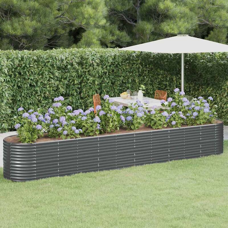 vidaXL Raised Garden Bed Raised Flower Bed Galvanized Steel Outdoor Planter - Anthracite (4)