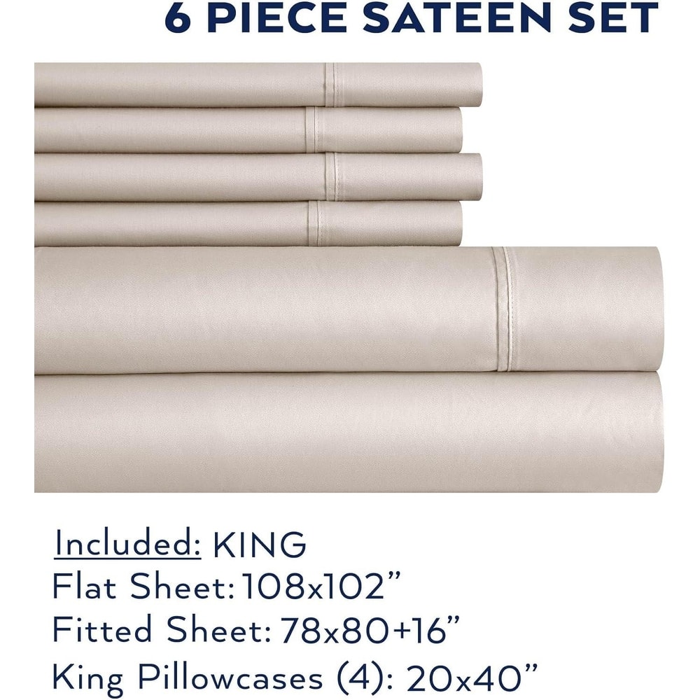 Thomasville 1500 Thread Count Beige Piece Premium Cotton Rich Sateen Sheet Set