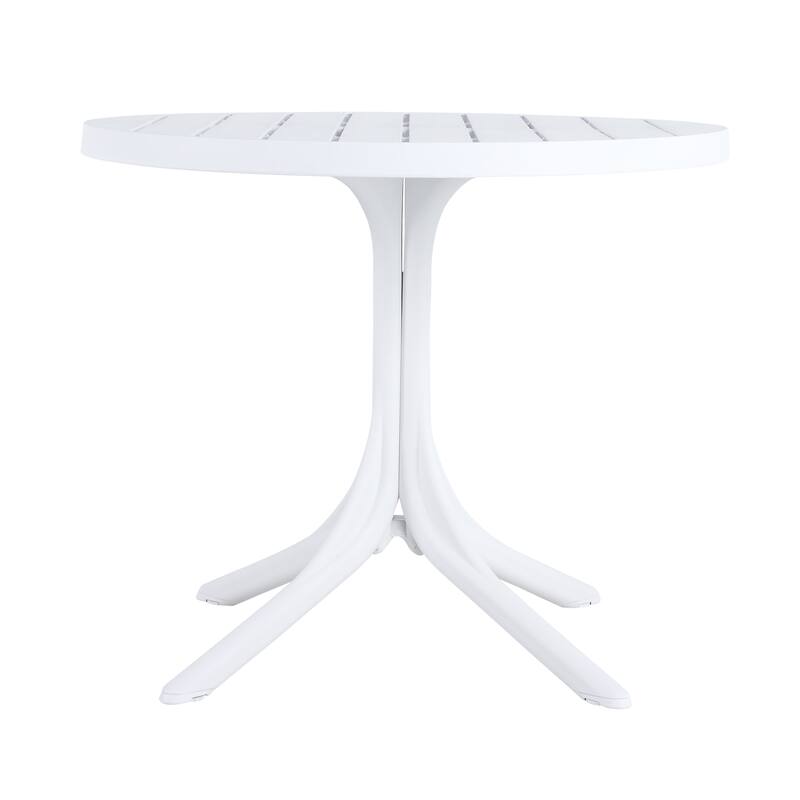 36" White Round Plastic Dining Table & Coffee Table for Indoor/Outdoor