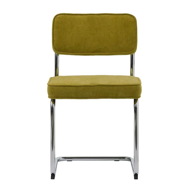 Rye Studio Corduroy Dining Chairs with Chrome Legs, Set of 2