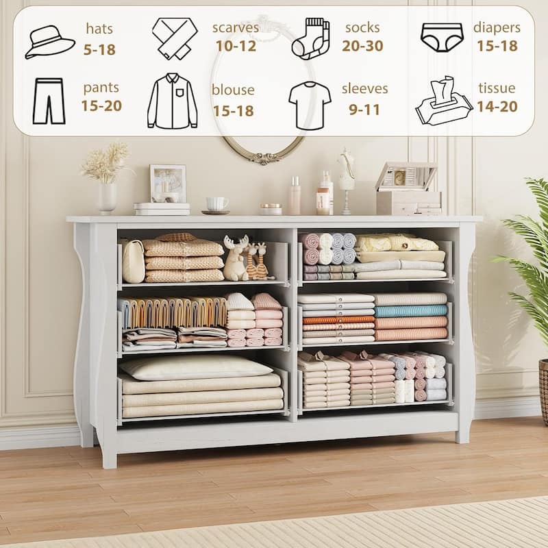 Natural 6-Drawer Dresser for Living Room, Bedroom, Entryway