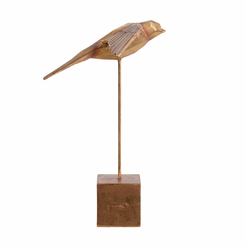 Flying Swallow on Pole Figurine - 14.25" - Gold