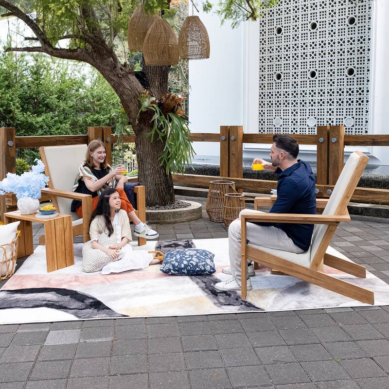 Cambridge Casual Napa Teak Outdoor Adirondack Chair Set of 2 with Padded Seat