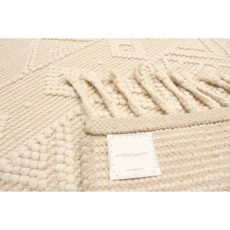 ECARPETGALLERY Braid weave Sienna Cream Wool Rug - 5'0 x 6'10