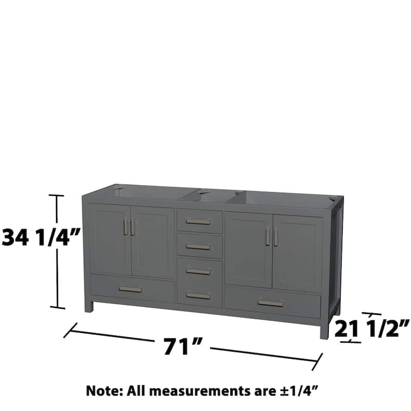 Wyndham Collection Sheffield 72" Hardwood Vanity Cabinet and Two 24"