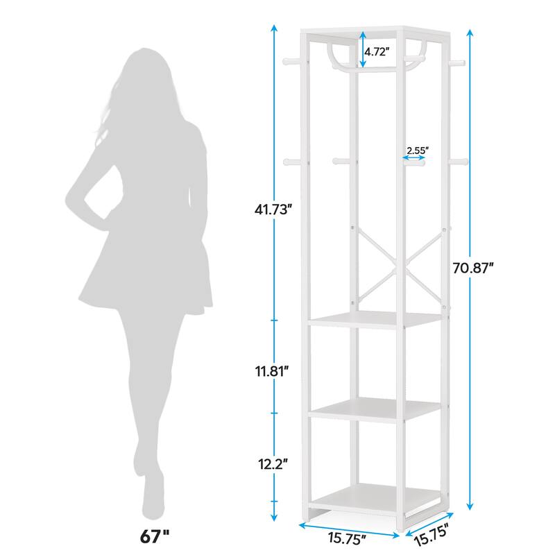 Entryway Free-Standing Coat Rack Stand for Clothes Purse Bag Hat