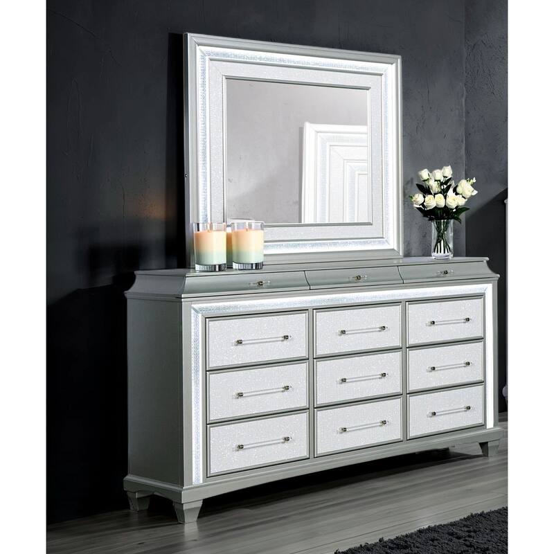 Luxury Gray Finish 3 Piece Bedroom Furniture Set