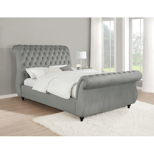 Velvet sleigh online bed frame