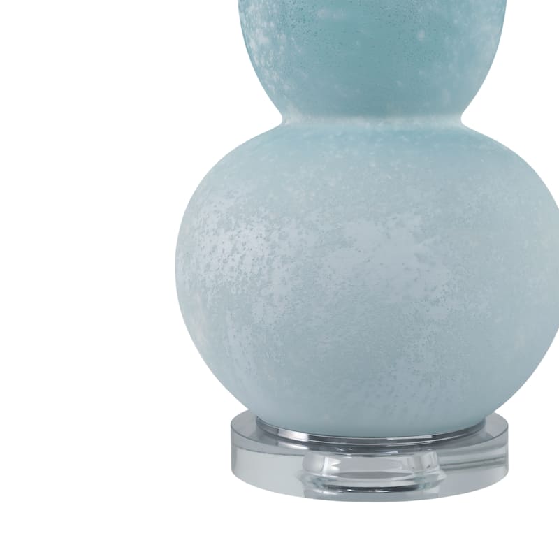 Glass Table Lamp with Crystal Base Ideal for Home Office - 29" Blue - 16" x 16" x 29"