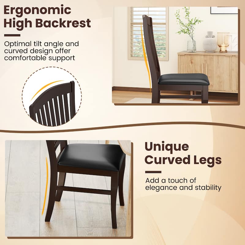 Gymax Modern Dining Chairs Set of 2 Armless Kitchen Chairs