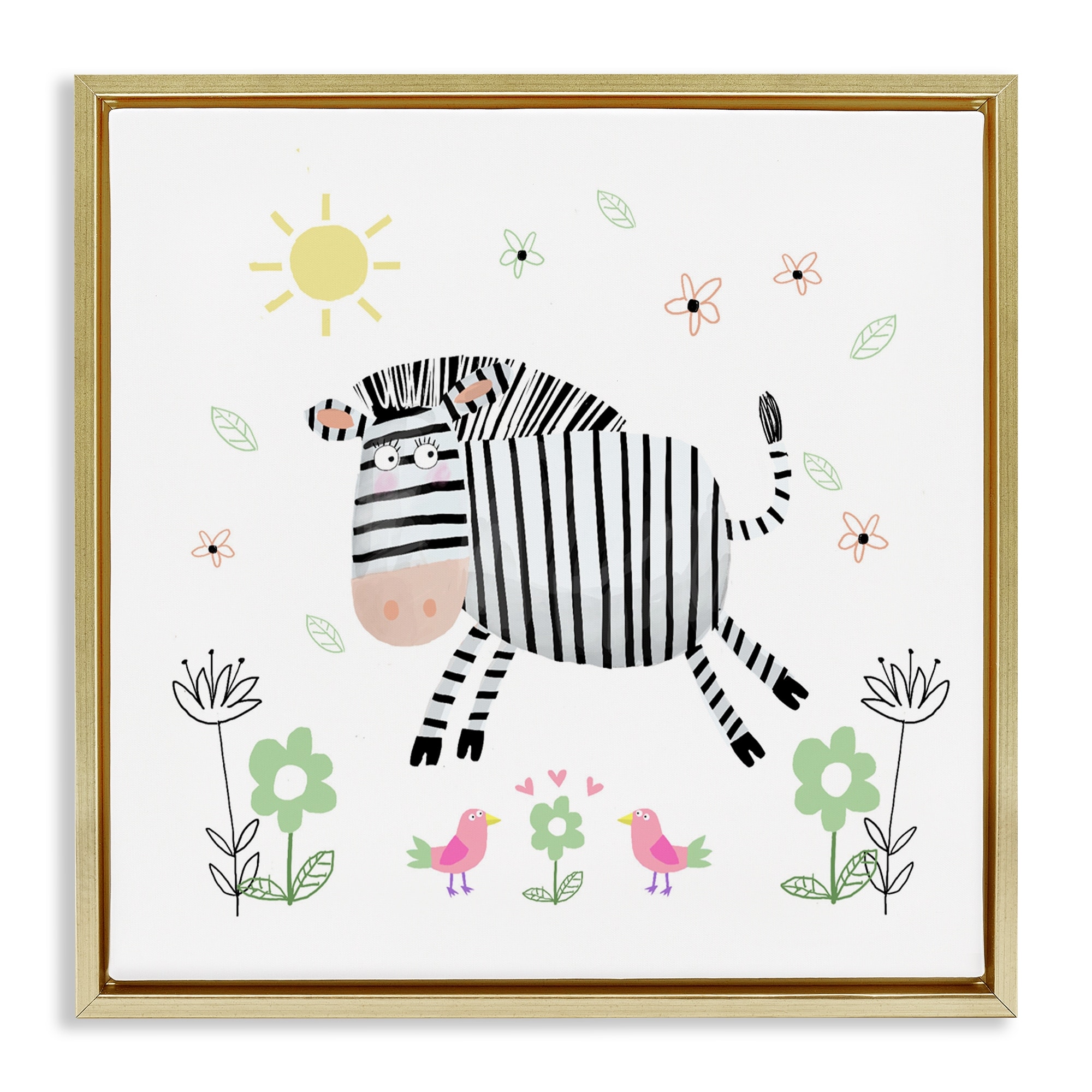 Stupell Floral Baby Zebra Illustration Framed Floater Canvas Wall Art Design By Carla Daly