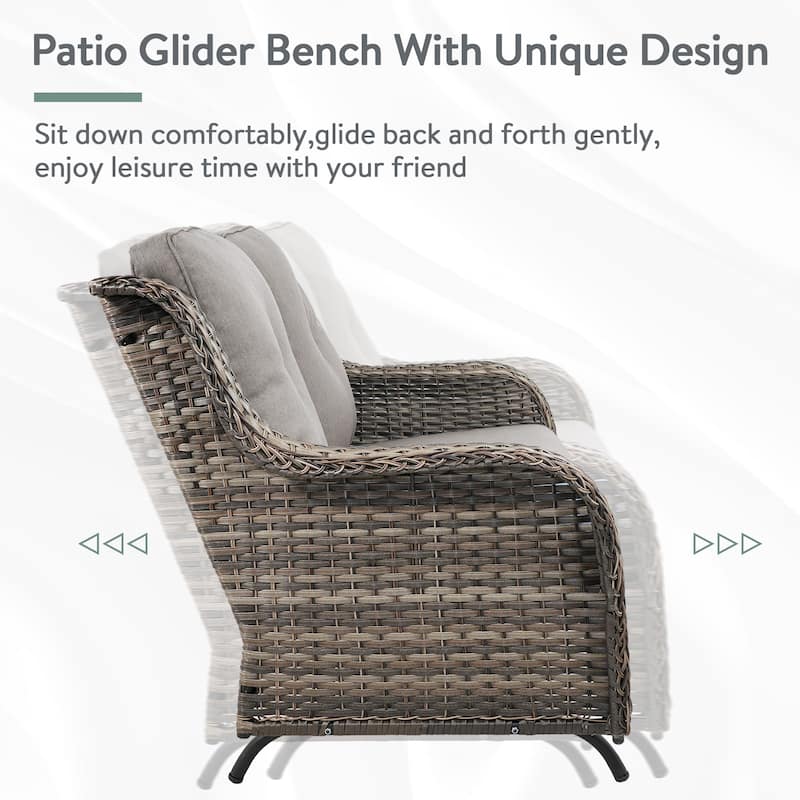 Patio Glider Furniture Sofa with Cushion - Grey