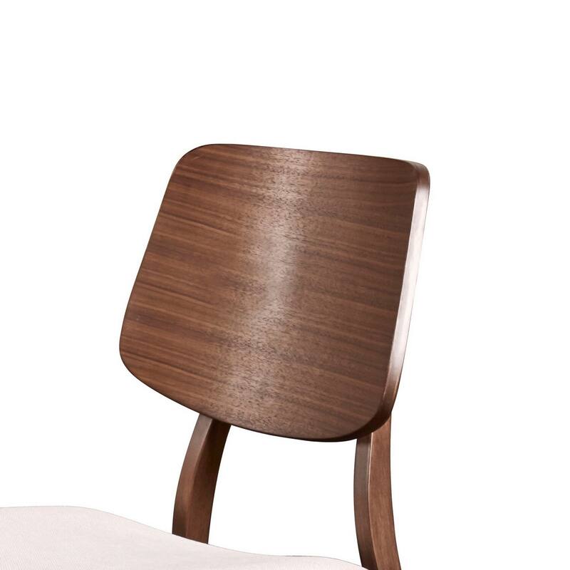 Brown/White Fabric Upholstered Wood Frame Dining Chair, Set of 2, Sturdy Dining Chair for Dining Rooms - 20.5