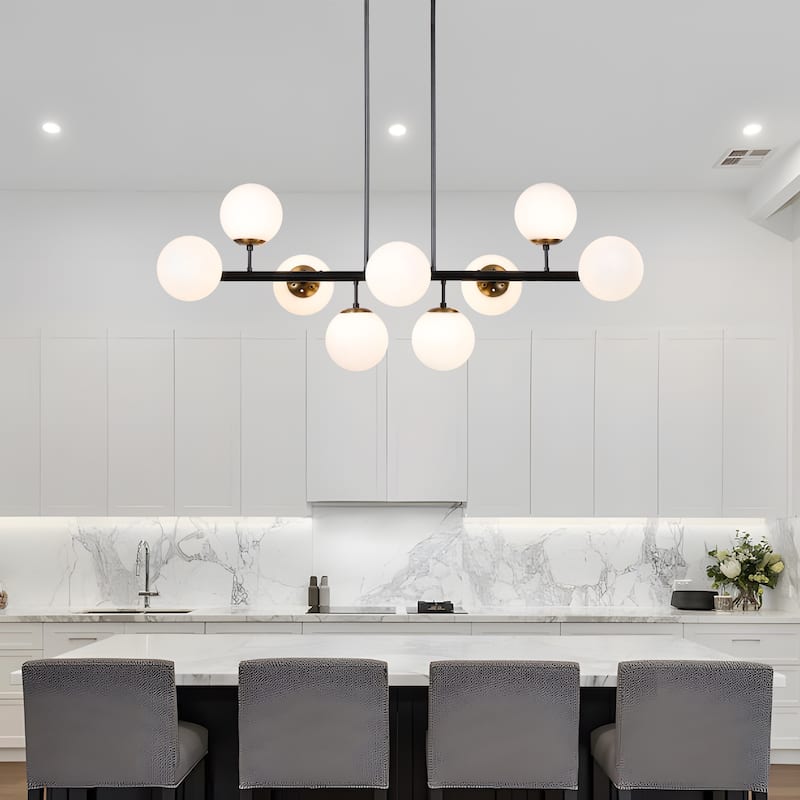 White Sphere Pendant Lighting for Kitchen Island, Futuristic Orb Globes (Black or Gold) - N/A