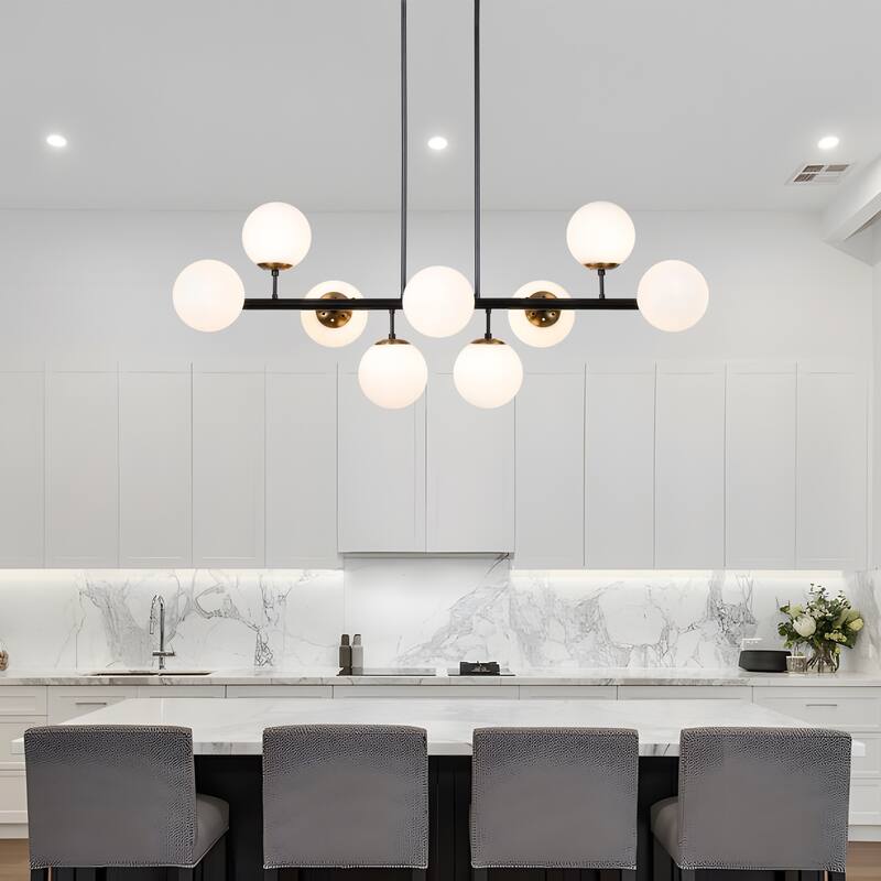 White Sphere Pendant Lighting for Kitchen Island, Futuristic Orb Globes ...