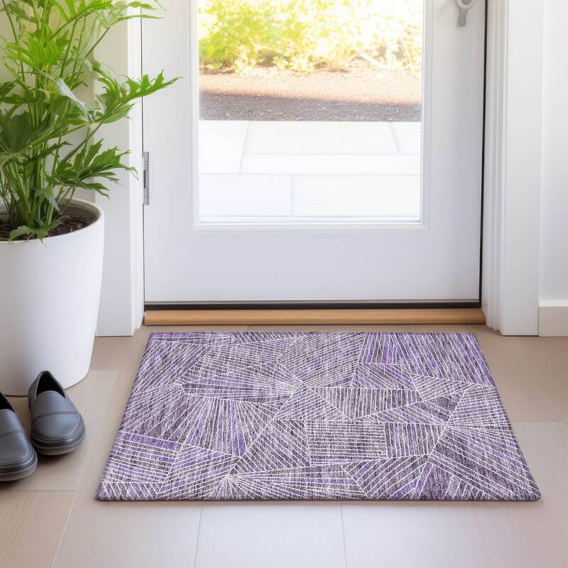 Premium Washable Super Soft Modern Mosaic Mayfield Rug - Purple - 1'8" x 2'6"