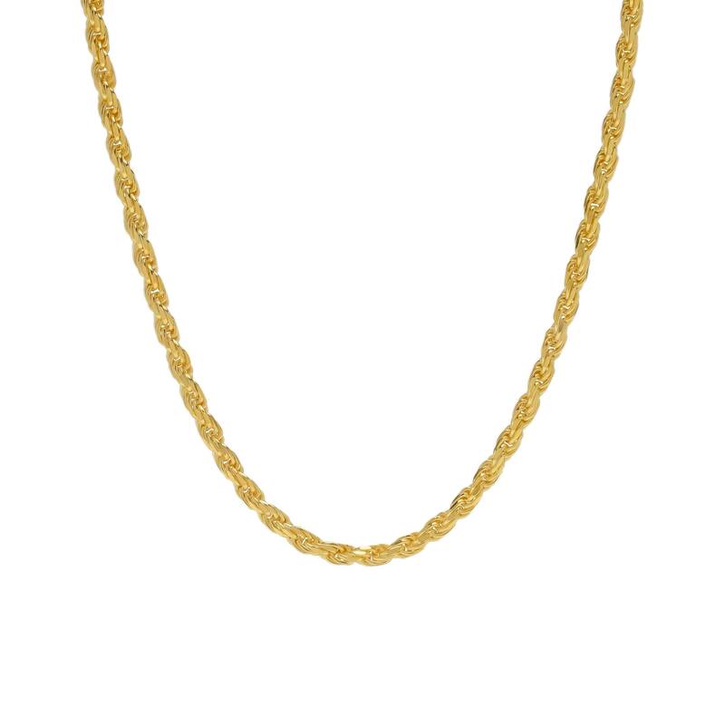Victoria Townsend Gold over Sterling Silver 2.6mm Diamond Cut ROPE Necklace in 22 inches. - 22 Inch - Yellow