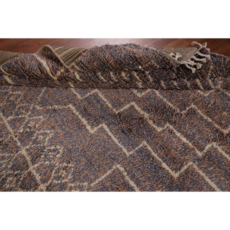 Plush Moroccan Area Rug Hand-Knotted Wool Carpet - 6'9" x 10'3"