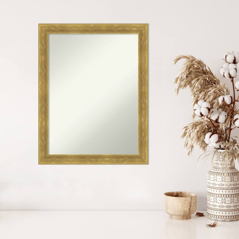 Angled Non-Beveled Wood Framed Wall Mirror