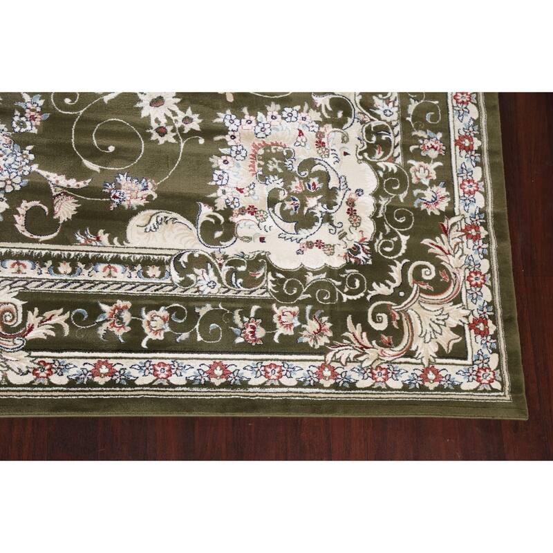 Green Floral Medallion Transitional Turkish Rug Oriental Carpet