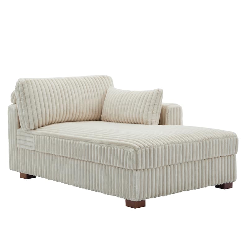 42" W Plush Corduroy Upholstered Chaise Lounge Sleeper for Living