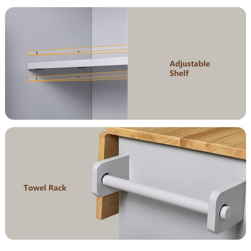 Rolling Kitchen Island With Storage(no include stool)
