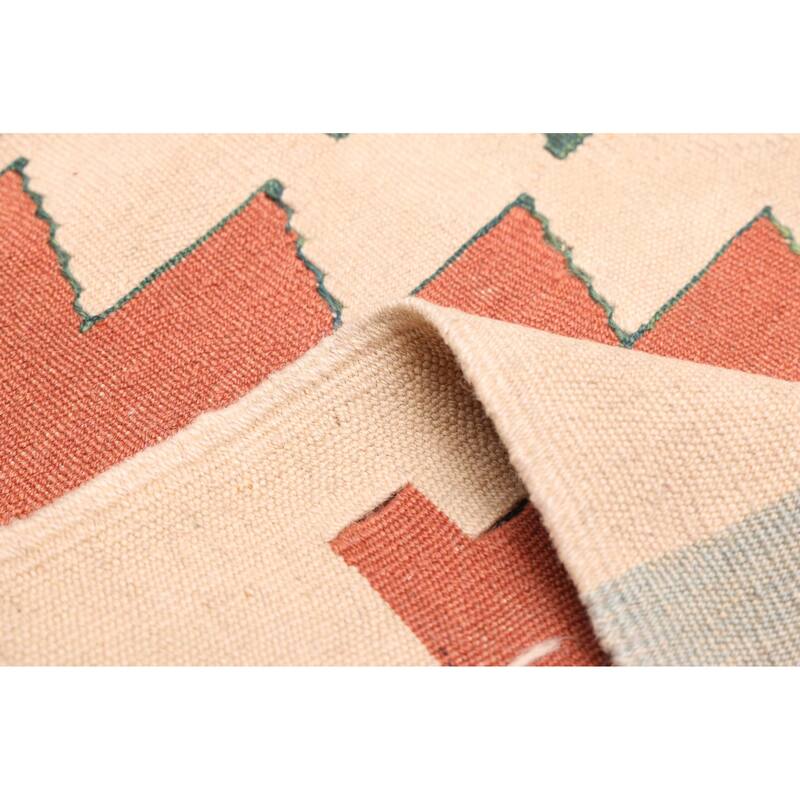 ECARPETGALLERY Flat-Weave Bold and Colorful Dark Copper Wool Kilim - 3'10 x 5'7